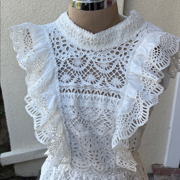 NWT Sea New York from Free People White Lace Eyelet beautiful sleeveless dress. - Picture 4 of 14